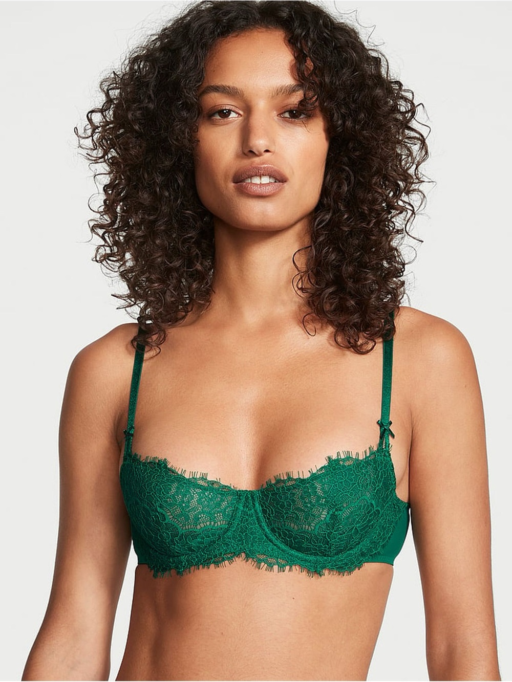 Victoria’s Secret Balconette Bra 36DD Lace Underwire Lifting Adjustable Green